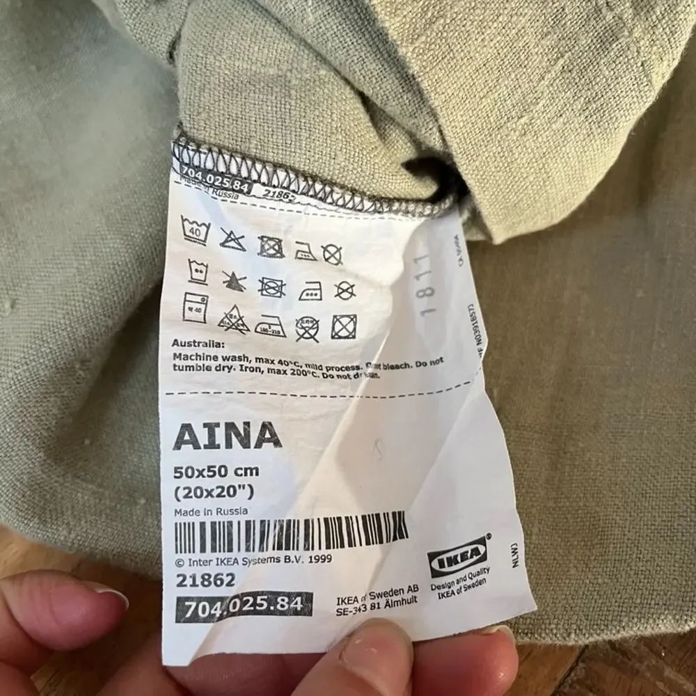 IKEA AINA Pillow Cushion Covers 100% Linen Brown Gray & Green 20